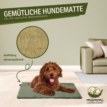 mümmi Hundematte aus Hanf mit abnehmbarem Cordbezug in Hellgrün, B: 68 cm, T: 50 cm, H: 2 cm - Bild 2