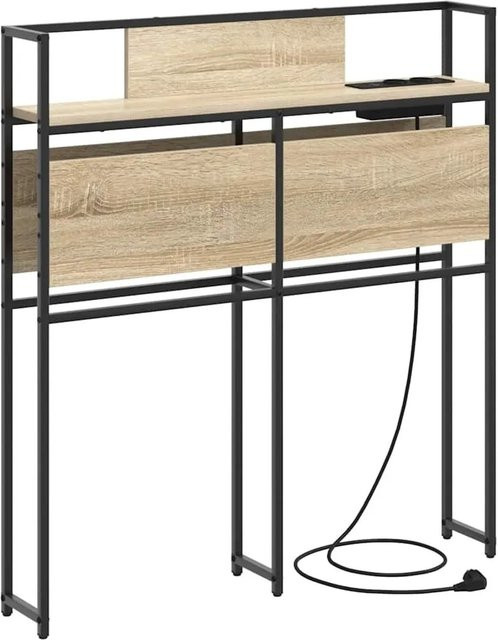 vidaXL Stauraum-Kopfteil mit Regal in Sonoma-Eiche, Breite: 100 cm, inklusive USB-Ladeport und Wandmontage - Bild 1