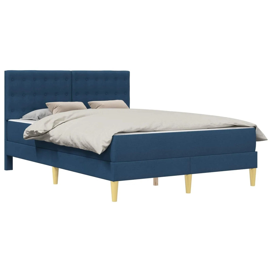 vidaXL Bettgestell mit Matratze und Kopfteil in Blau, B/T/H: 140 x 200 x 144 cm - Bild 2