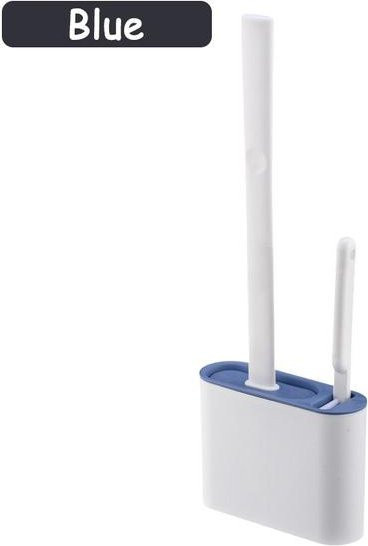 Damaiya11 Wandhängendes Toilettenbürsten-Set in Blau mit 2 Silikon-Reinigungsbürsten und Halter für das Badezimmer - Bild 1