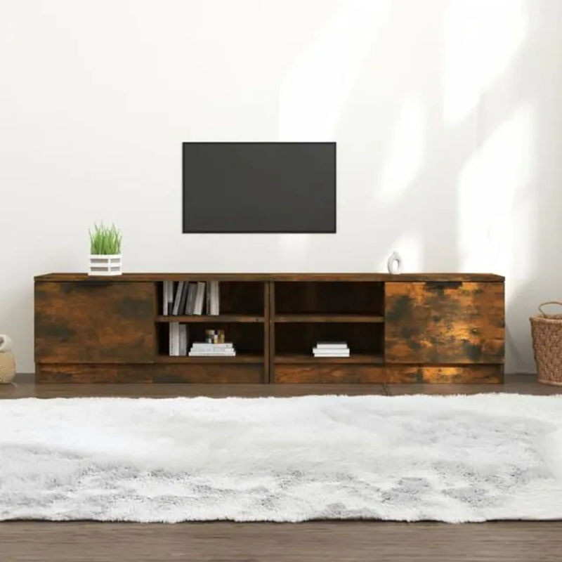 Vidaxl TV-Schrank Set 2 Stück in Räuchereiche Braun Modern Industrial aus Holzwerkstoff B/T/H: 80 x 35 x 36,5 cm - Bild 1