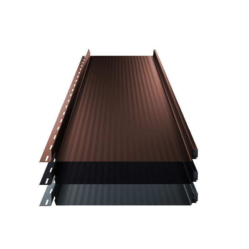 Blachotrapez GmbH Stehfalz Terrano Dach und Wand Aluminium Miniwelle Braun 0,60 mm Breite: 31,6 cm - Bild 1