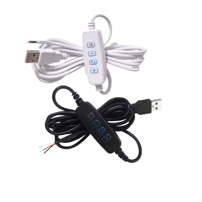 JCD USB-Anschluss Stromversorgungskabel mit LED-Dimmer und EIN/AUS-Schalter für RGB-Beleuchtung, Länge: 2 m, Schwarz oder Weiß - Bild 2