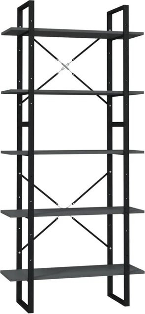vidaXL Bücherregal im Industrial Design aus Metall und MDF, Grau, B: 80 cm, T: 30 cm, H: 175 cm - Bild 1