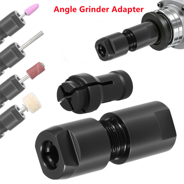 Toorise Winkelschleifer-Adapter für Geradschleifer-Futter, 3/6mm, Schwarz, 5/8 Zoll -11 Gewinde für 100-Typ Winkelschleifer zum Schneiden und für Holzarbeiten - Bild 1