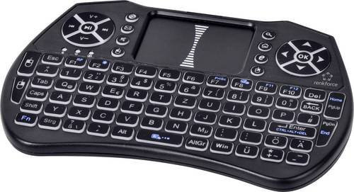 Renkforce RF-MWK-103 Funk Tastatur mit integriertem Touchpad, QWERTZ Deutsch, Schwarz, Bluetooth und USB-C - Bild 1