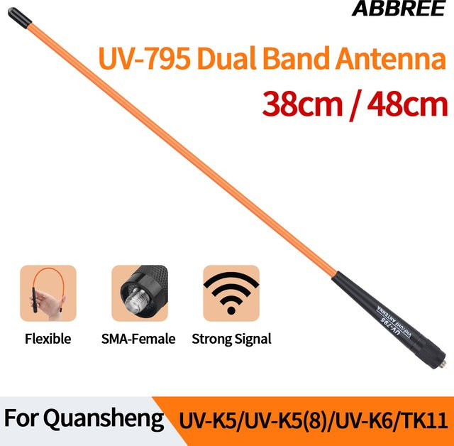 ABBREE UV-795 Dual Band Walkie Talkie Antenne mit SMA-Buchse in Schwarz für Baofeng UV-5R UV-32 UV-21 und Quansheng K5 Ham Radio - Bild 1