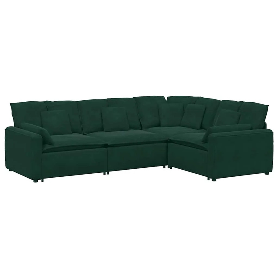 vidaXL Modulares U-Shape Sofa mit Kissen aus Samt in Dunkelgrün - Bild 2