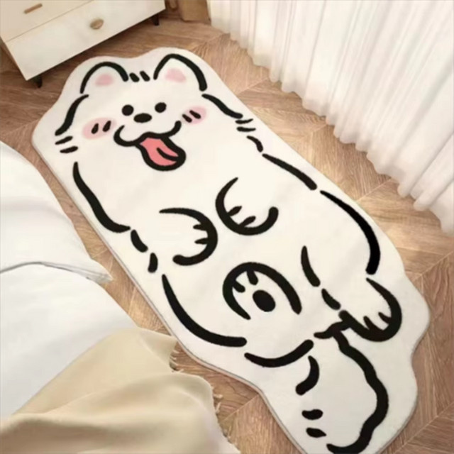 VIKAMA Cartoon-Tier-Teppich in Weiß für Wohnzimmer, Schlafzimmer und Badezimmer, B/T: 120 x 40 cm - Bild 1