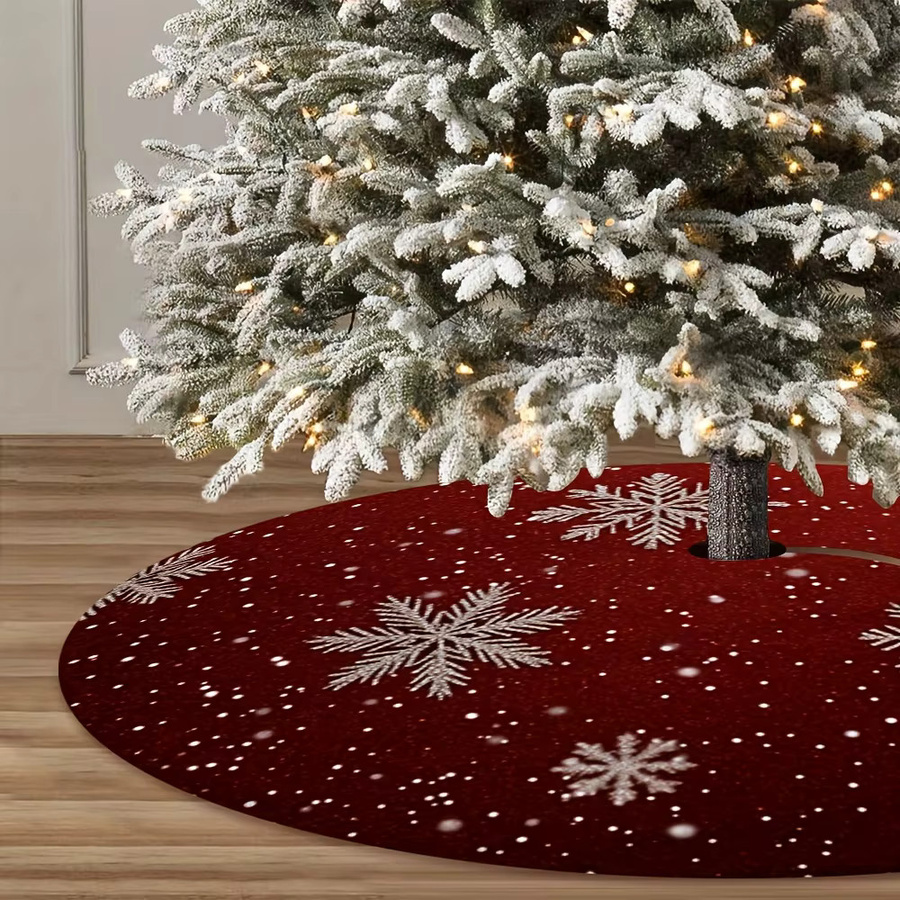 VIKAMA Weihnachtsbaumrock mit Schneeflocken-Design in Rot - Bild 4