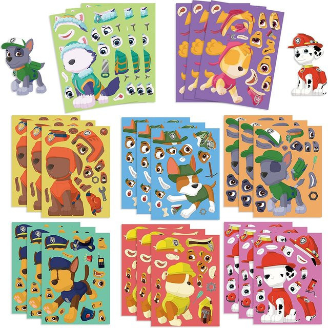 Paw Patrol Make a Face Puzzle, Aufkleber-Spiel, 16-teiliges Set - Bild 1