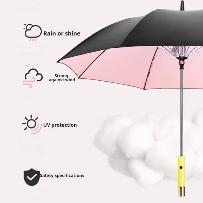Outdoor Sonnenschirm mit integriertem Lüfter und UV-Schutz in Schwarz und Silber - Bild 3
