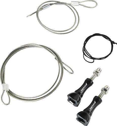 Mantona Sicherungsleinen Set für Actioncams und GoPro aus Edelstahl in Silber und Schwarz, 40 cm und 100 cm - Bild 1