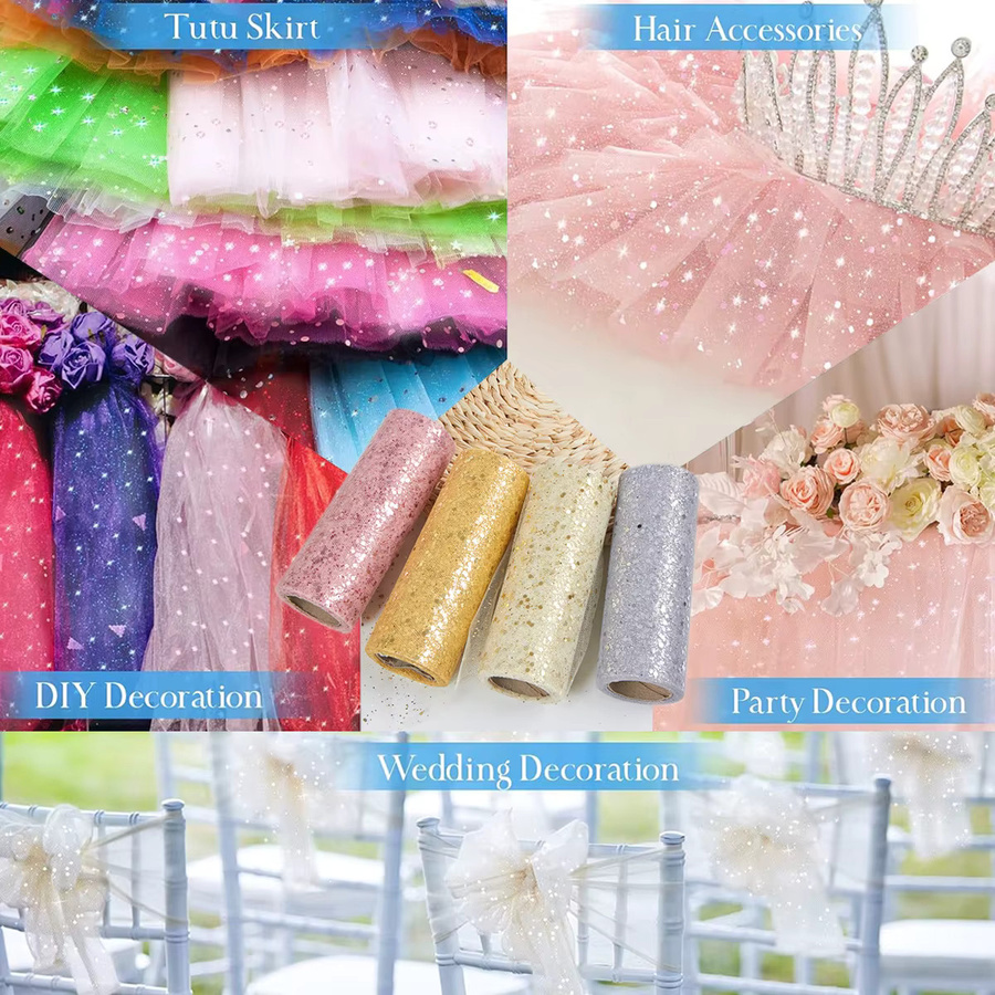 Glitzer Mesh Ribbon von Huiran in Multicolor, 15 cm Breite und 9,14 m Länge für Hochzeitsdeko, Weihnachtsbaumschmuck und Kränze - Bild 2