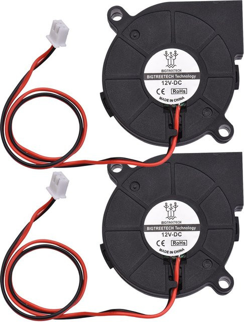 BIGTREETECH 5015 Kühlventilator Set, 2er Pack, Schwarz, bürstenloser Lüfter mit 2-poligem Anschluss für 3D-Drucker, B/T/H: 50 x 50 x 15 mm, 12 V/24 V - Bild 1