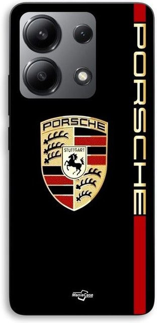 Maniacase Schutzhülle für Xiaomi Redmi Note 13 4G mit Porsche Logo in Rot, Gold und Schwarz - Bild 1