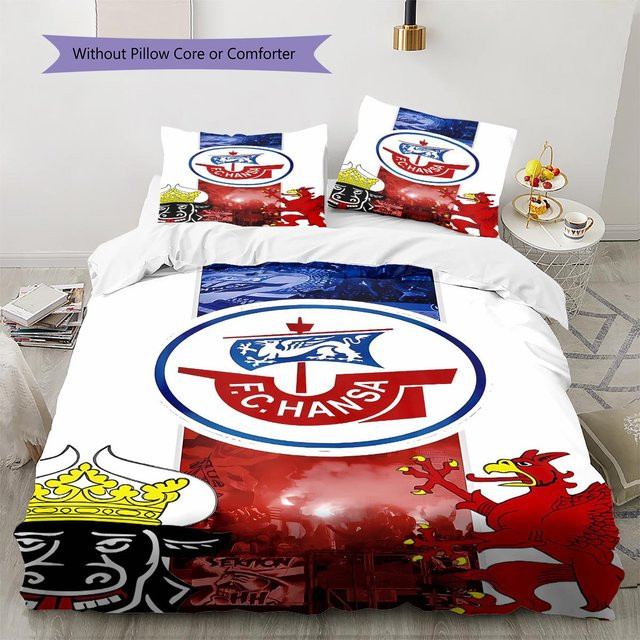 FC Hansa Rostock Bettwäsche Set mit Bettbezug und 2 Kissenbezügen, Weiß, B/H: 240 x 220 cm - Bild 1