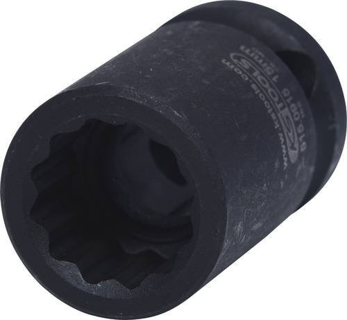 KS Tools 1/2" Kraft-Stecknuss kurz 12-kant aus Chrom-Molybdänstahl in Schwarz 15 mm - Bild 1