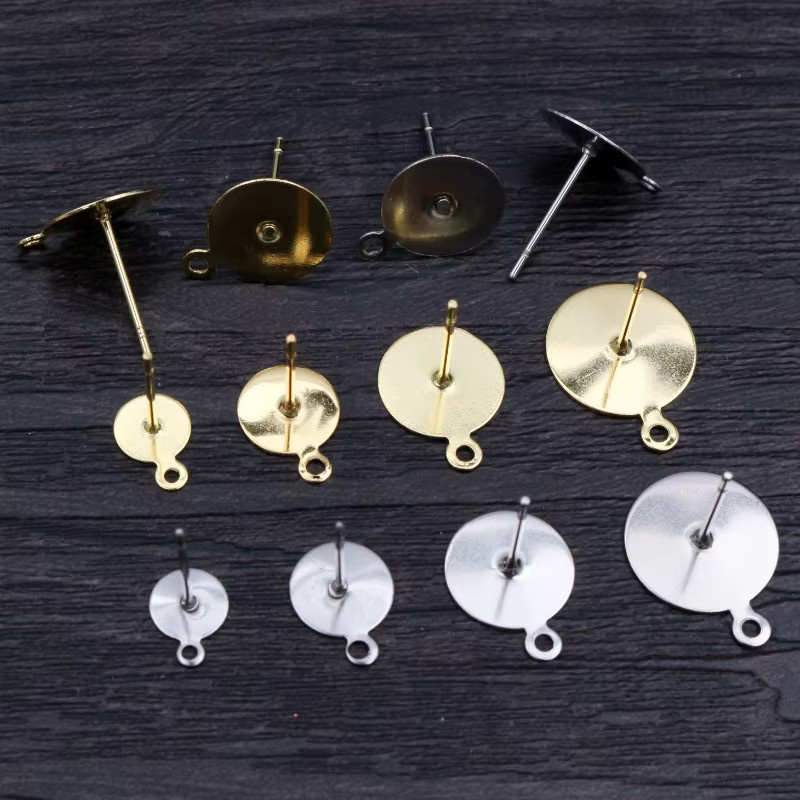 Wadsfred Ohrstecker, Edelstahl, goldfarben, blanko, DIY-Zubehör - Bild 2