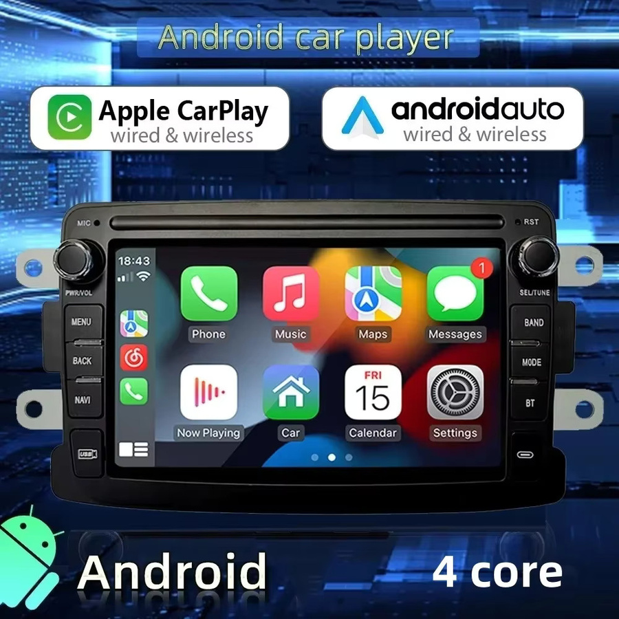 Icreative Android Autoradio mit Carplay und GPS Navigation für Dacia Logan Dokker Sandero Lodgy sowie Renault Captur Symbol in Schwarz - Bild 3