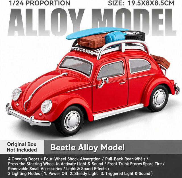 Linyi toy car Volkswagen Käfer Klassisch, Spielzeugauto, 1:24, Metall, mit Sound & Licht, ab 14 Jahren - Bild 1