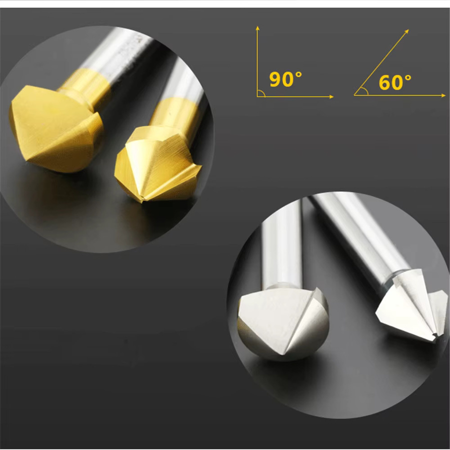 Yiqianyuan HSS Senkkopf-Fräser zum Anfasen von Metall mit 1 oder 3 Schneiden in 60 oder 90 oder 120 Grad - Bild 3