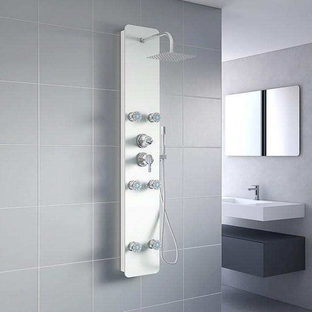 Home Deluxe Duschpaneel DIVE mit Regendusche und Handbrause in Weiß Matt, Höhe: 150 cm - Bild 1
