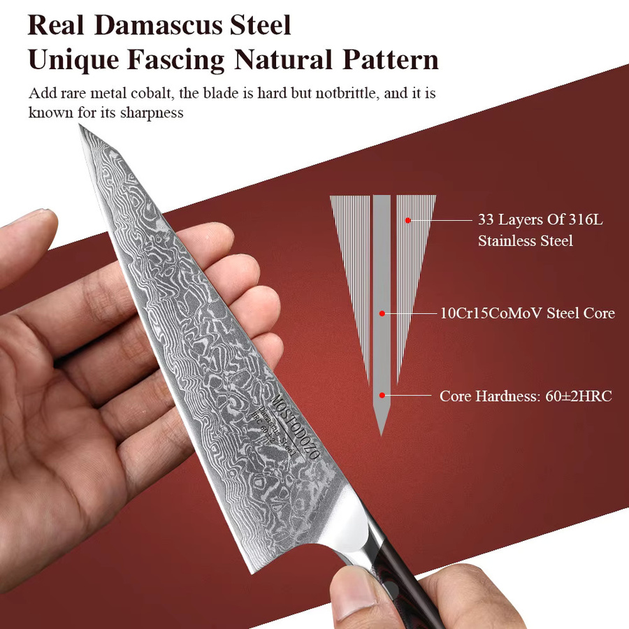 MOSTODOZO Honesuki-Küchenmesser aus Damaszener Stahl mit G10-Griff, 6 Zoll (15,24 cm) - Bild 4