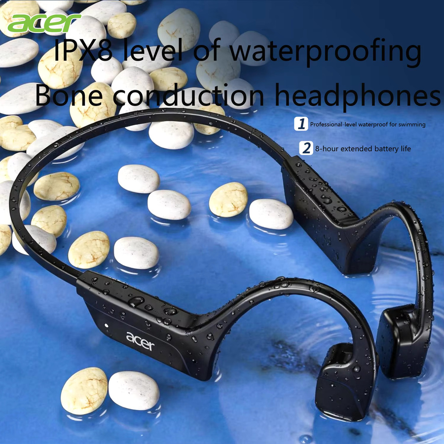 Acer OHR710 Wasserdichter Knochenleitungs-Kopfhörer mit Bluetooth 5.4 und Mikrofon in Schwarz - Bild 2