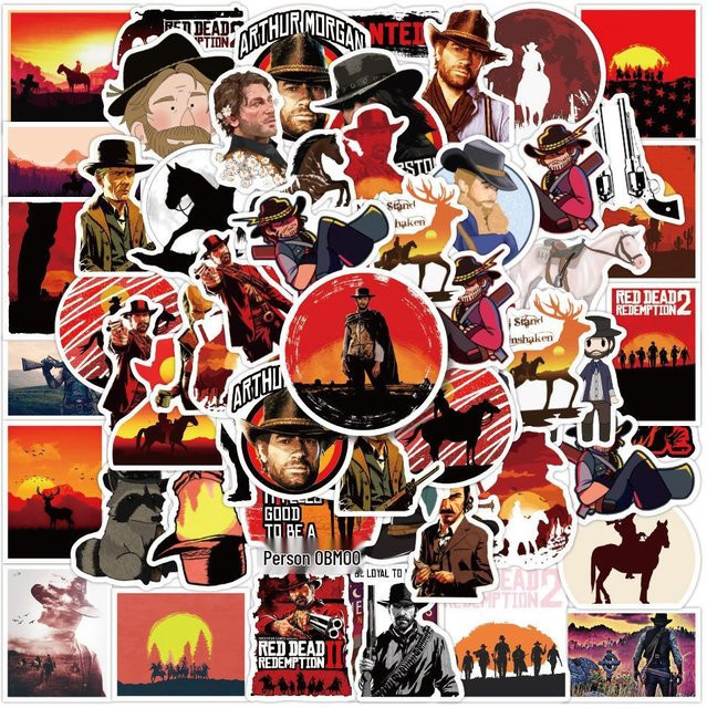 50 Red Dead Redemption Graffiti-Sticker in Schwarz und Multicolour, wasserfeste dekorative Aufkleber für Handys und andere Oberflächen - Bild 1