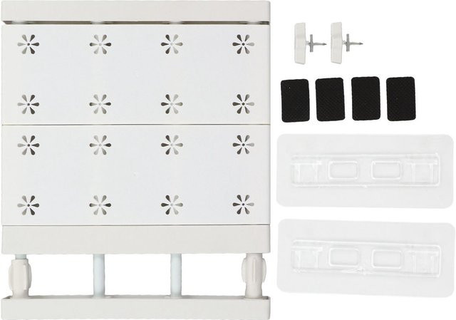 OutsideWorld Kleiderschrank-Trennwand mit ausziehbarer Stange in Weiß, platzsparende mehrschichtige Schrankorganisation, Breite: 40 cm, Tiefe: 30 cm - Bild 1