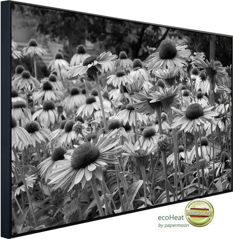 papermoon EcoHeat Infrarotheizung Blumen Schwarz Weiss mit App-Steuerung und Überhitzungsschutz - Bild 1