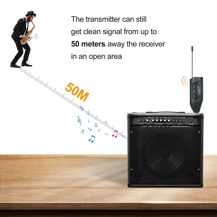 Baomic UHF Wireless Mikrofonsystem für Saxophon mit TFT Digital Display und Ansteckmikrofon in Schwarz - Bild 4