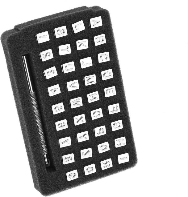KaiSai 36-teiliges Stahl Stanzwerkzeug Set mit Buchstaben und Zahlen für Lederhandwerk, Farbe: Schwarz - Bild 1