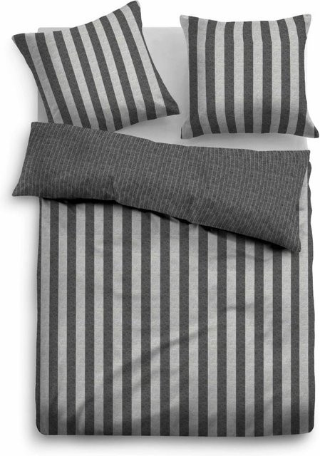 Tom Tailor Bettwäsche aus Baumwoll-Flanell mit Grafikmuster in Beige und Grau, B/H: 155 x 220 cm und 80 x 80 cm - Bild 1