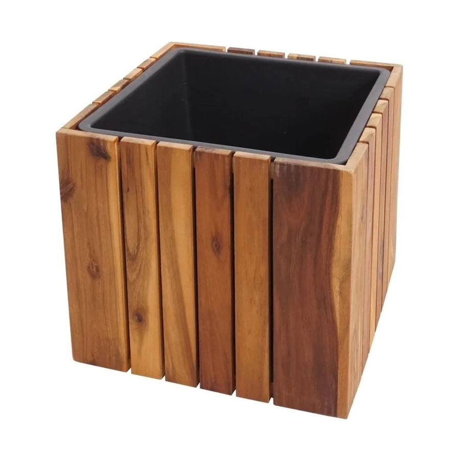 Eckiger Pflanzkasten MCW aus Akazienholz in Braun, B/T/H: 32 x 32 x 32 cm - Bild 3