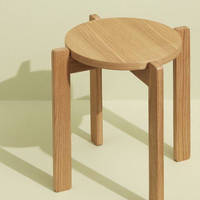 Hübsch Interior Hocker Always aus Eichenholz in Natur Braun B/T/H: 42 x 45 x 42 cm - Bild 1