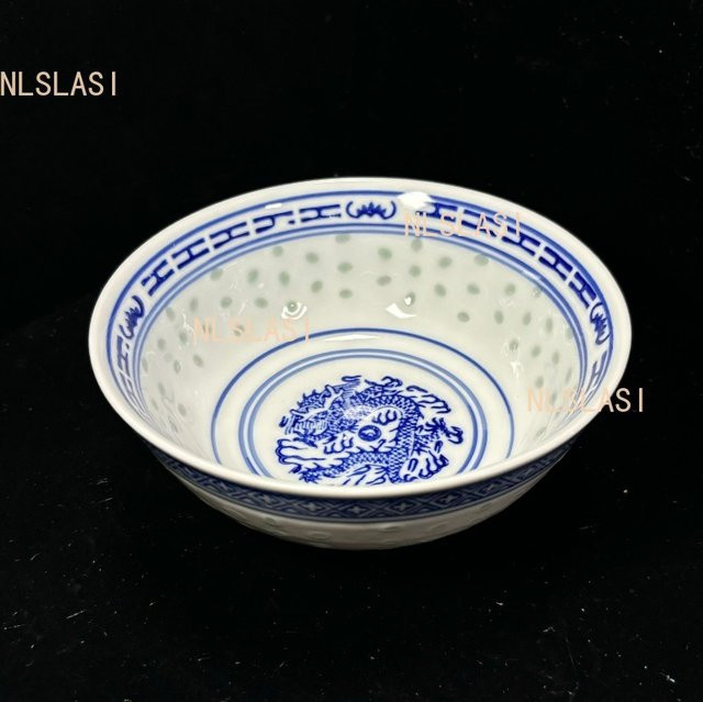 JINGDE CERAMICS Porzellan Suppenschüssel mit Drachenmuster in Blau und Weiß - Bild 1