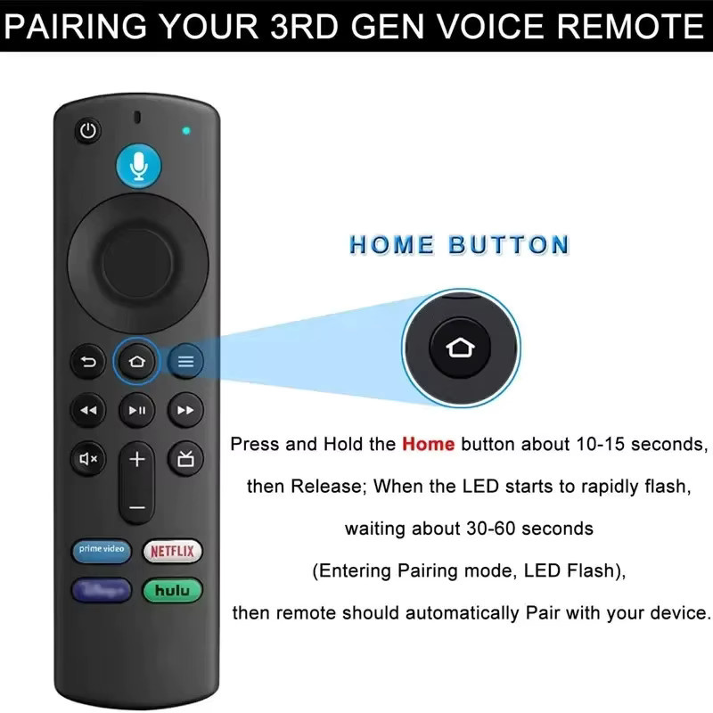 KEBIDU Smart Voice Fernbedienung in Schwarz für Fire TV Stick 4K MAX Lite Cube, kompatibel mit Alexa und Bluetooth - Bild 3