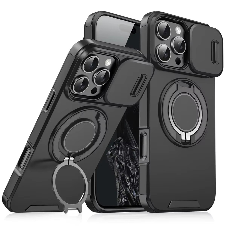 Magnetische Handyhülle für iPhone mit Handschlaufe und Kameraschutz in Schwarz - Bild 5