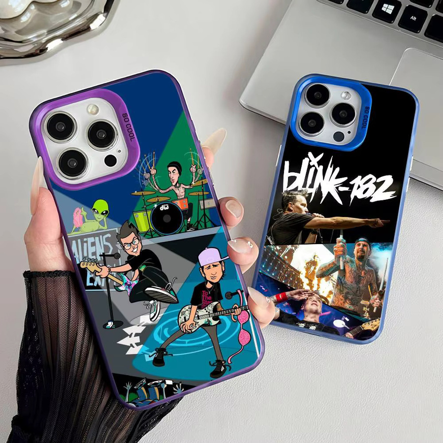 B-Blink 182 Rock Band Handyhülle für Apple iPhone 11 12 13 14 15 16 Pro Max Plus mit Protect Plating in Multicolour - Bild 2
