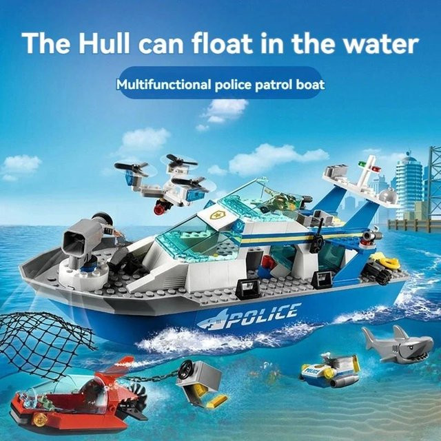Binchi Keji Travel Polizei Patrouille Boot, Bausteine, ab 6 Jahren - Bild 1