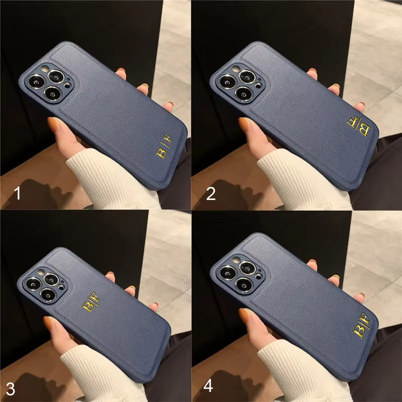 Personalisierte Lederhülle von YLUOYI mit Gravur von Initialen und Namen für iPhone 11 bis iPhone 17 Pro Max und Air in Pink oder Blau - Bild 3
