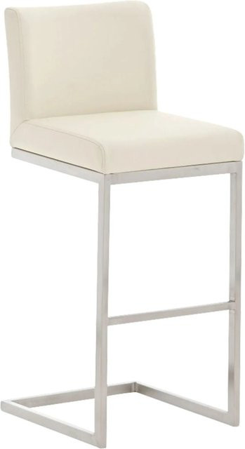 DELUKE Barhocker COBAS in Creme mit Lehne aus Kunstleder und gebürstetem Edelstahl, B/T/H: 42 x 48 x 104 cm - Bild 1