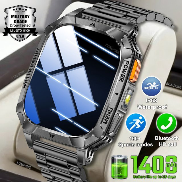 BOXUXING Smartwatch, Schwarz, Herren, Fitness-Tracking, Bluetooth - Bild 1