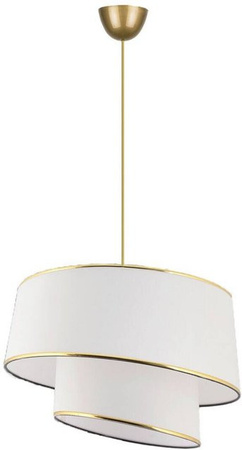 Opviq Pendelleuchte Barette in Gold und Weiß aus Metall und Stoff mit E27 Fassung, B/T/H: 32 x 32 x 70 cm