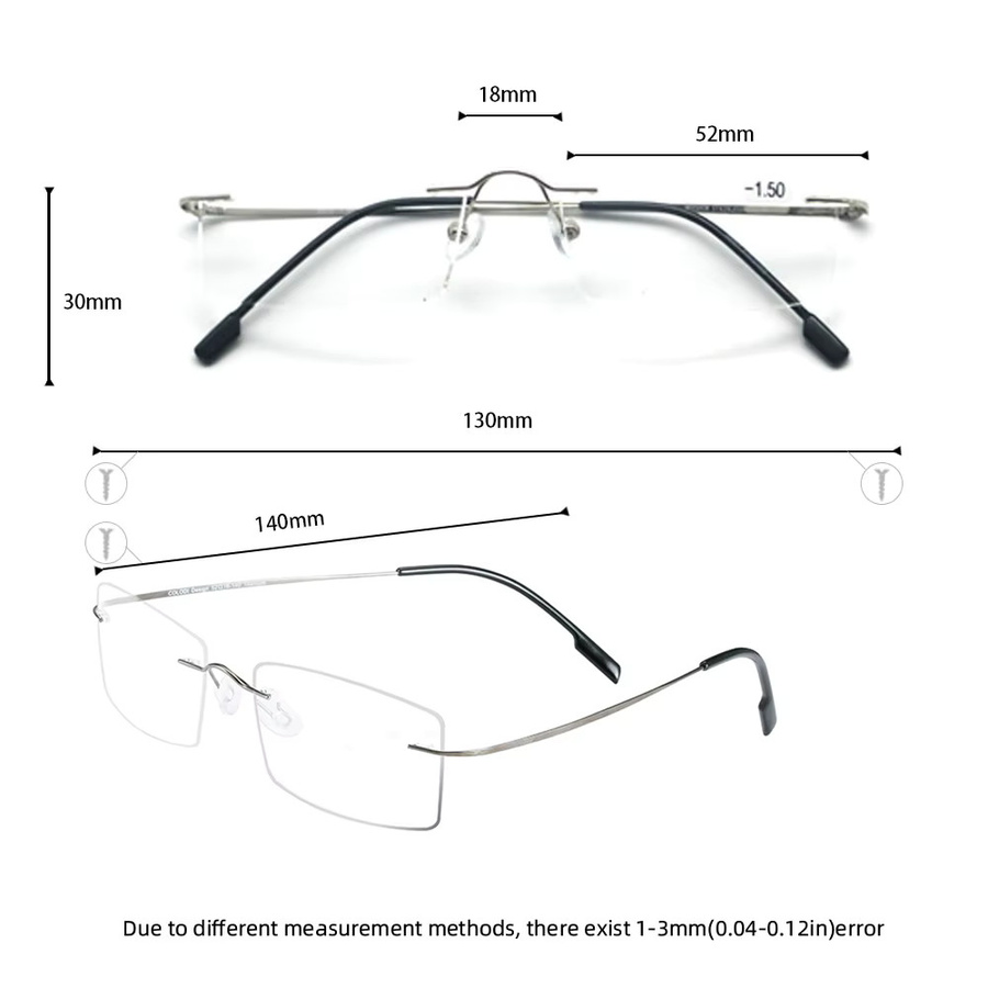 Meeshow Korrektionsbrille, randlos, rechteckig, Titan, silber, Unisex - Bild 5