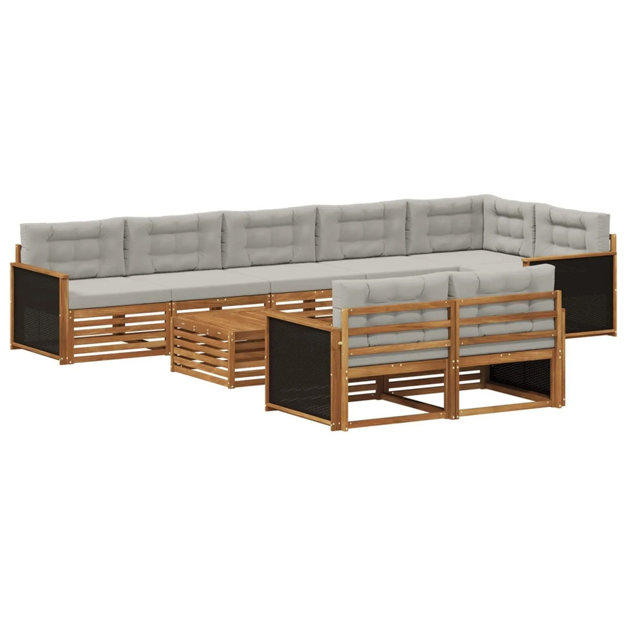 vidaXL Outdoor-Sofagarnitur aus Akazienholz mit 9 Kissen in modernem Design - Bild 2