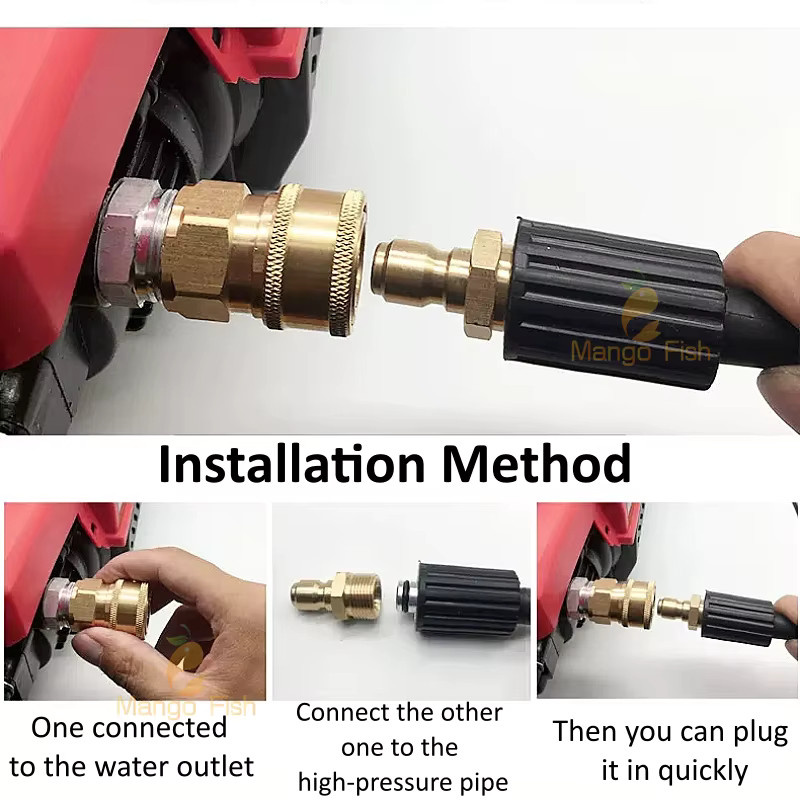 Kupfer Schnellkupplung Adapter Set für Hochdruckreiniger und Gartenschläuche in Gold - Bild 4