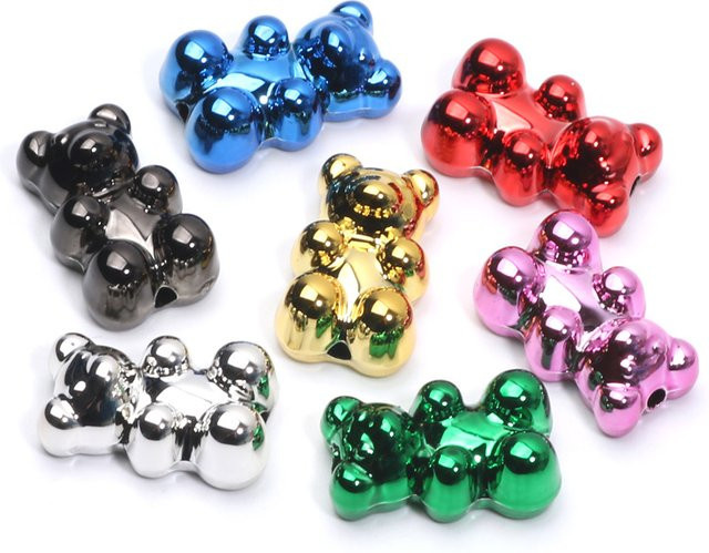 Laudsong Charms Spacer Perlen, Acryl, Mini Bär, Bunt, 12x18mm - Bild 1